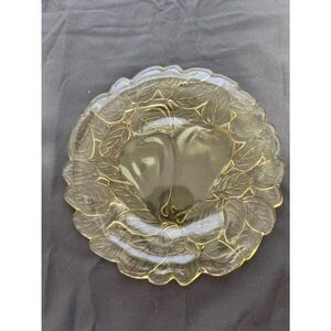 Vintage Indian Glass Tiara Sweet Pear Amber 8" Salad  Plate Burnt Honey